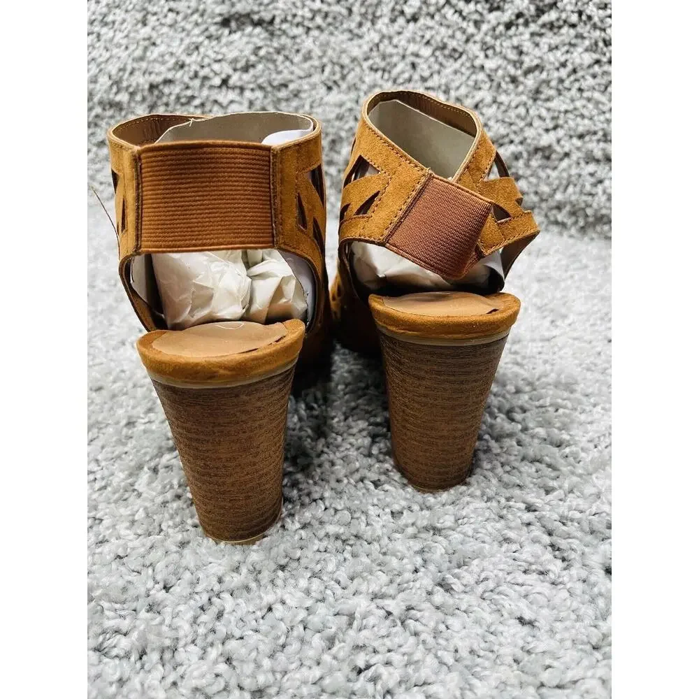 J. Adams Women’s Riviera Mule Heeled Sandals Tan Suede Size 6